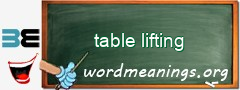 WordMeaning blackboard for table lifting